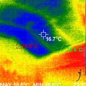 The thermal Survey image showing the junction between the flat and pitched ceiling has less insulation than the main ceiling