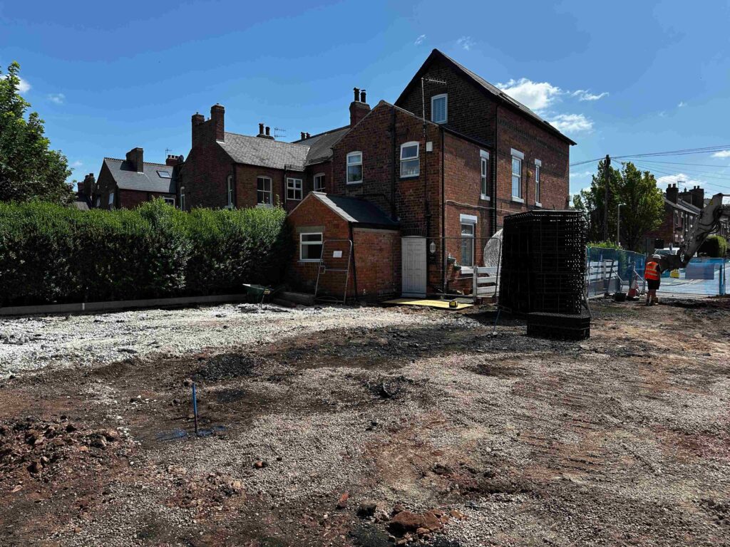 A photo of the cleared site